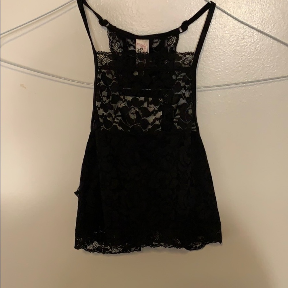 Elegant Moments lingerie black lace cropped tank